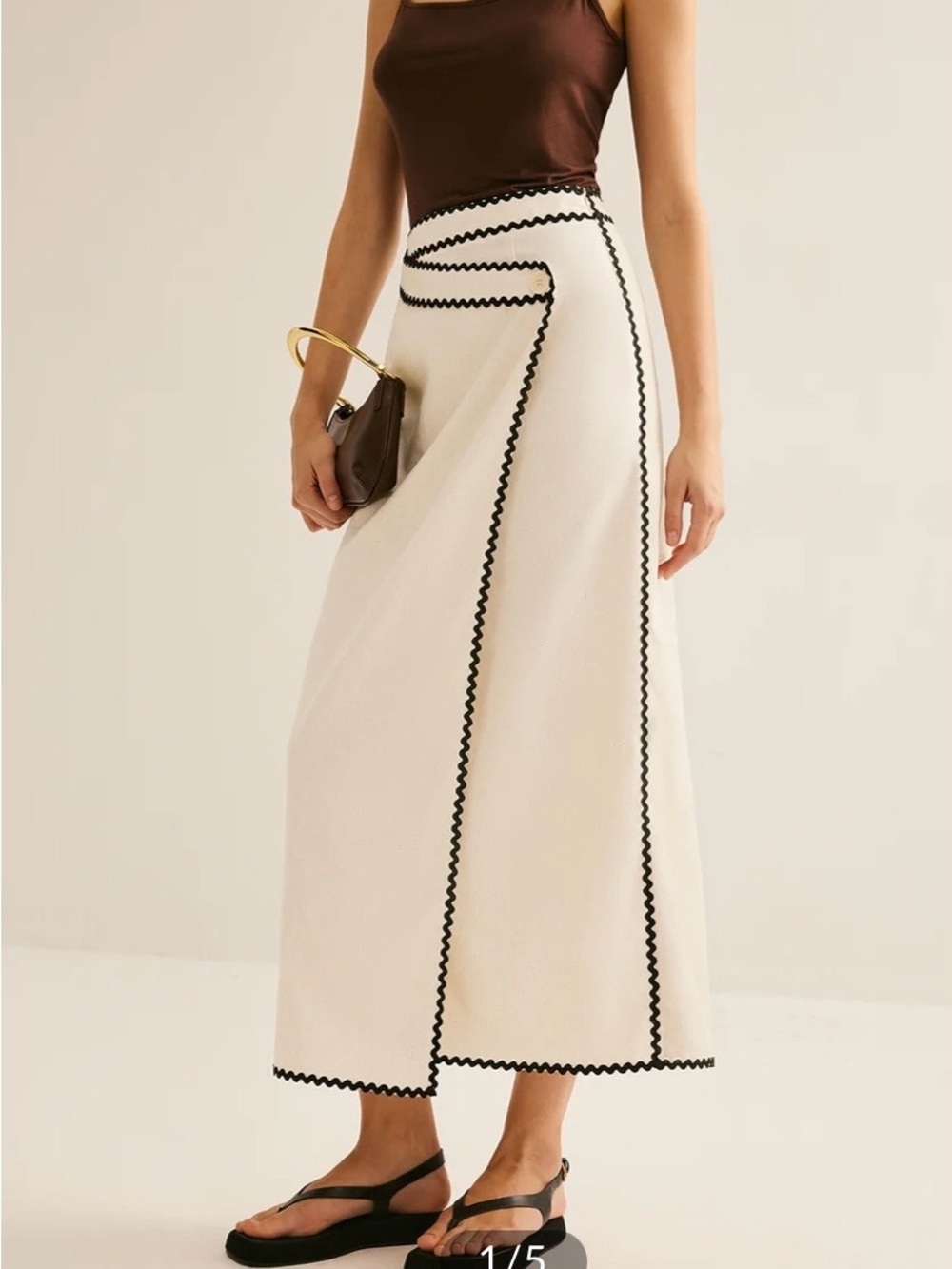 Commense Cream Maxi Skirt with Black Trim